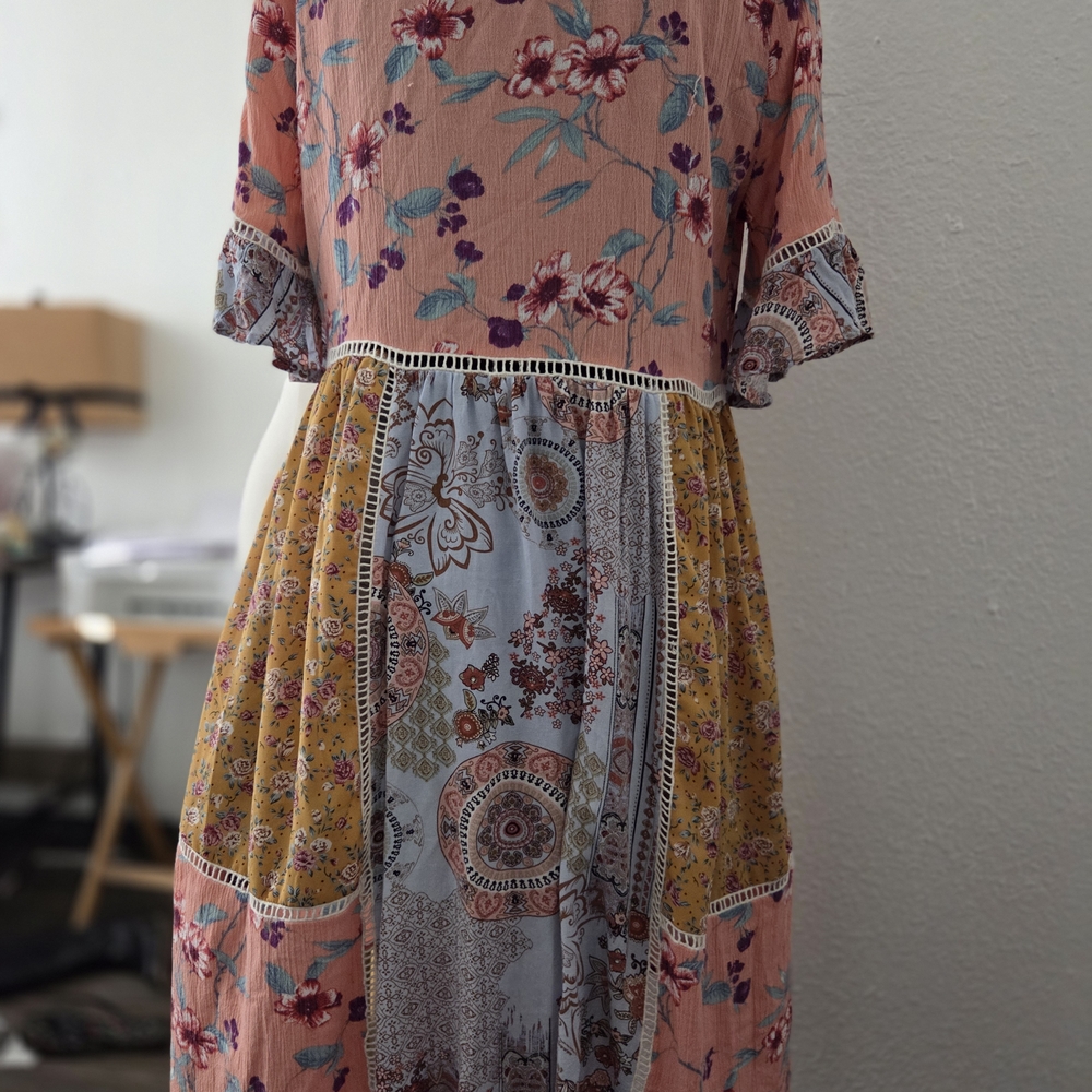 Chic Bohemian Patchwork Mini Dress - image 5